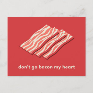 Carte Postale Rouge Illustré Bacon Love
