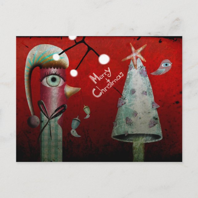 Carte postale Rouge Joyeux Noël (Devant)