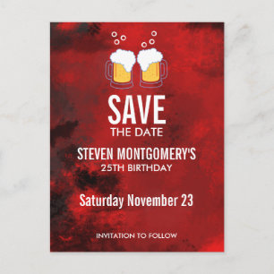 Carte Postale Rouge moderne Abstrait Anniversaire Enregistrer La