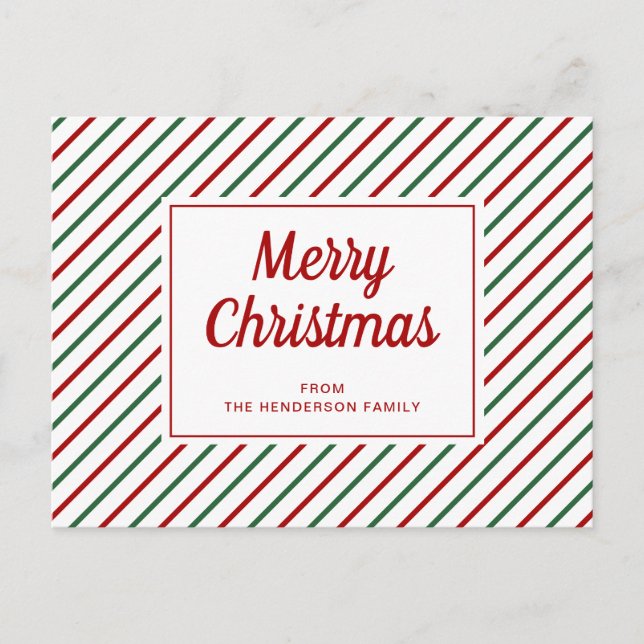 Carte Postale Rouge Moderne Et Vert Grandes Tailles Joyeux Noël (Devant)