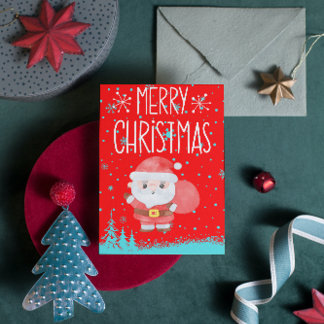 Carte postale rouge Noël du Père Noël