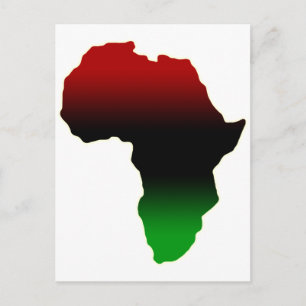 Carte Postale Rouge, Noir et Vert Forme Afrique