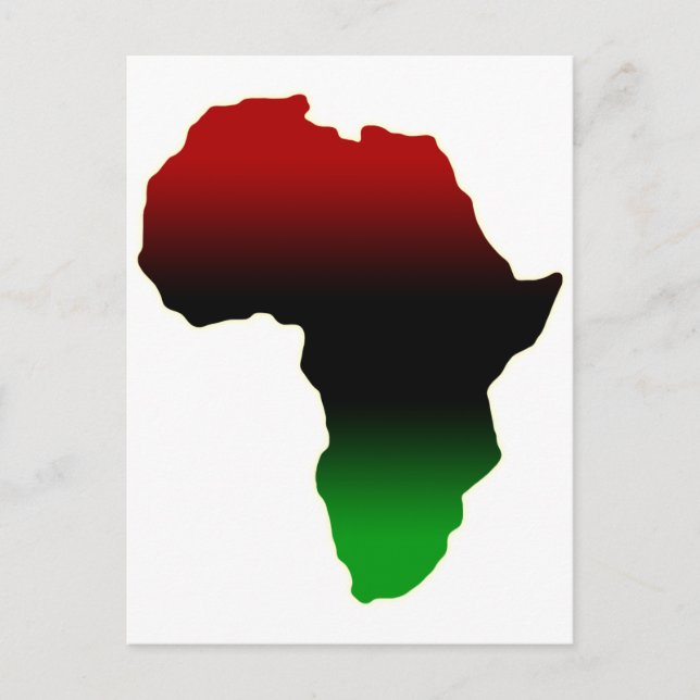 Carte Postale Rouge, Noir et Vert Forme Afrique (Devant)