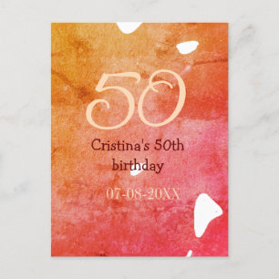 Carte Postale Rouge orange 50 anniversaire anniversaire ajouter 