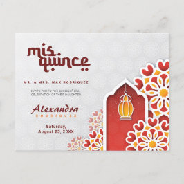 Carte Postale Rouge Orange Fleur Jaune Nuit Arabe Quinceañera