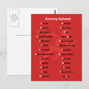 Carte postale rouge pour les coureurs Alphabet