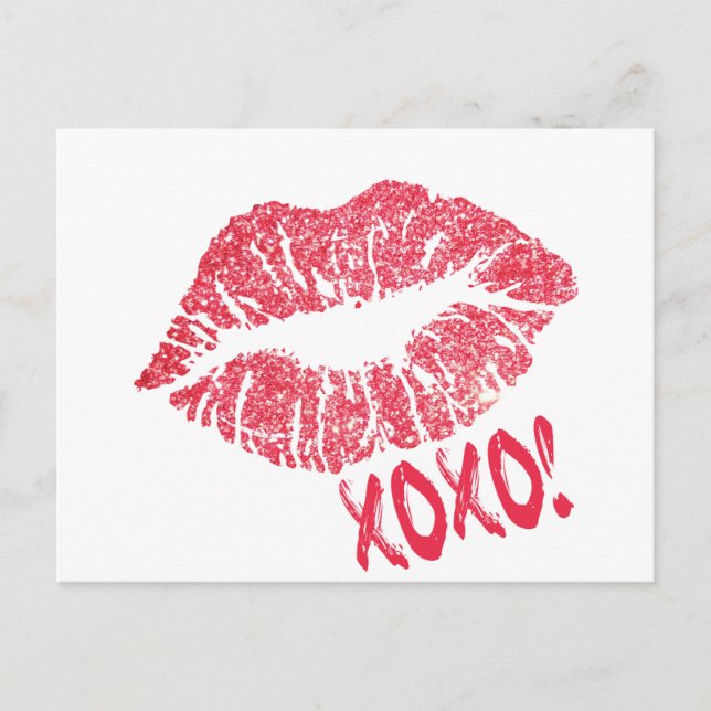 CARTE POSTALE ROUGE RETRO SUCRE LIPS XOXO (Devant)