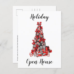 Carte Postale Rouge rustique Blanc Noir Buffle Check Noël