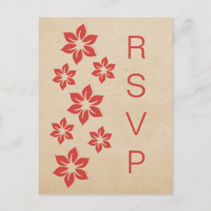 Carte postale Rouge Tropical Floral RSVP
