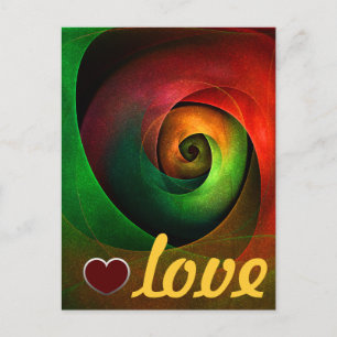 Carte Postale Rouge Vert Floral Moderne Art Abstrait Motif #21