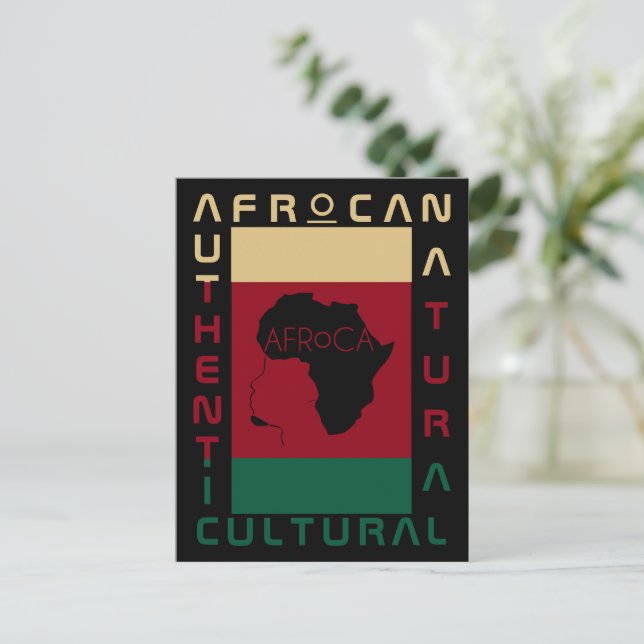 Carte Postale rouge vert noir AFRoCA Afro Afrique Patrimoine Noi (Debout devant)