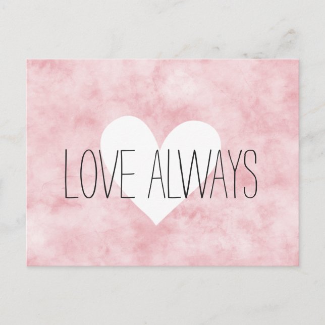 Carte Postale Rougissent le coeur rose de blanc d'amour (Devant)