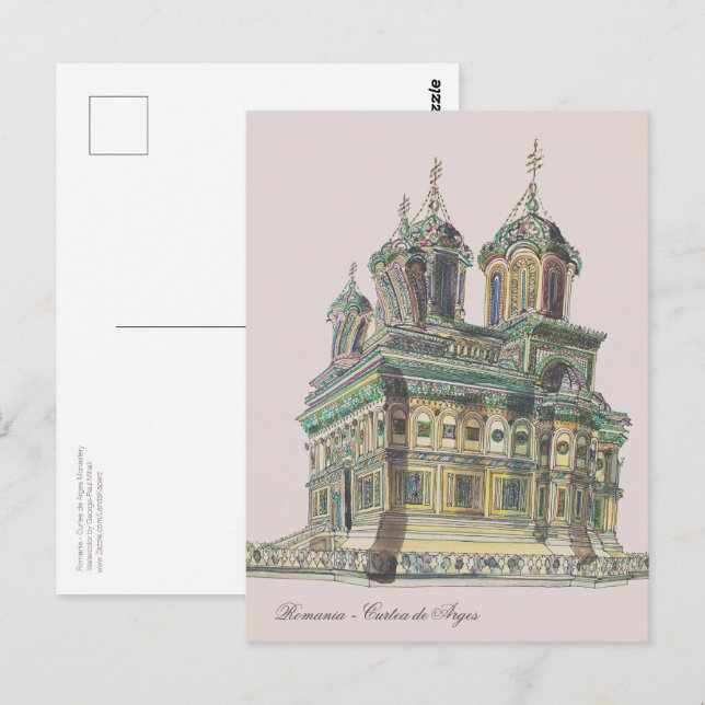 Carte Postale Roumanie | Cathédrale Curtea de Arges (Devant / Derrière)
