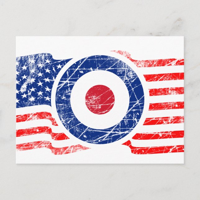 Carte Postale Roundel Mods USA - Scooter cible (Devant)