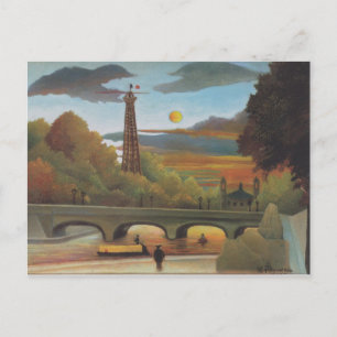 Carte Postale Rousseau Seine et Tour Eiffel au coucher du soleil