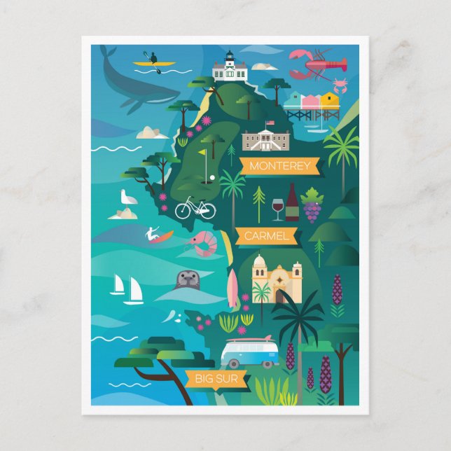 Carte postale Route 1 Californie (Devant)
