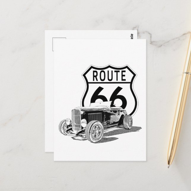 Carte postale Route 66 (Devant/Arrière en situation)