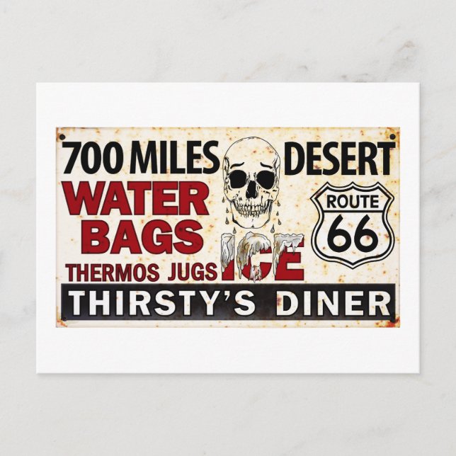 Carte Postale Route 66 - 700 miles panneau routier du désert (Devant)