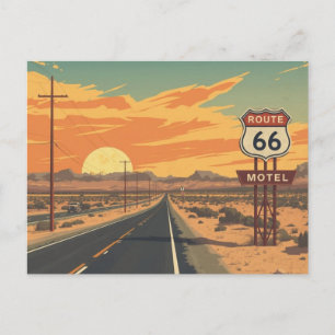 Carte Postale Route 66 Coucher de Soleil Route Vintage Art de Vo