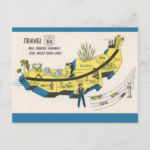 Carte postale Route 66 de Will Rogers
