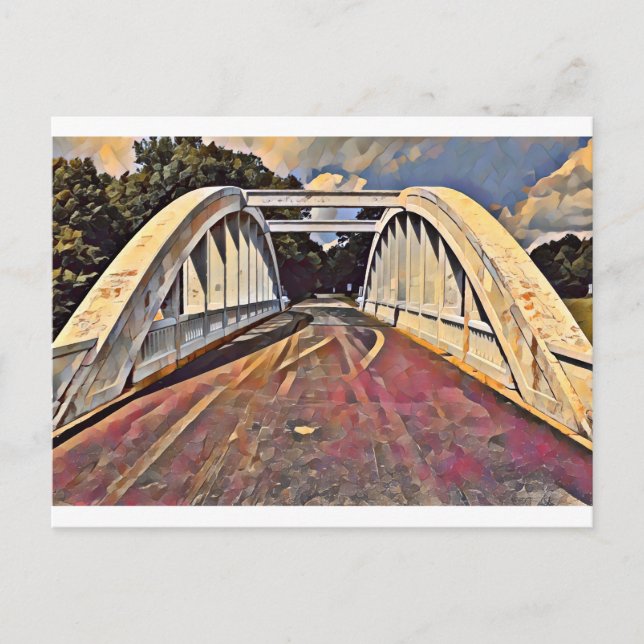 Carte Postale Route 66 Kansas - Peinture à l'huile du pont Rainb (Devant)