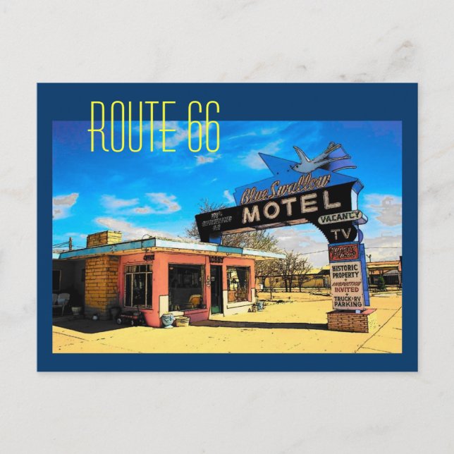 Carte Postale Route 66 Motel Postcard - Customized (Devant)