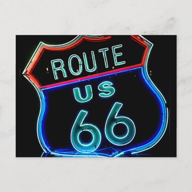 Carte Postale Route 66 néon photo (Devant)