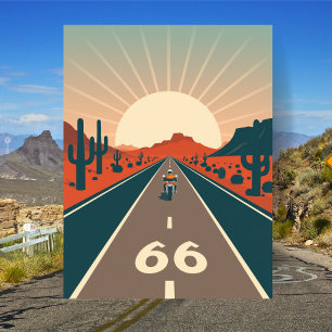Carte Postale Route 66 USA Motocyclette Vintage Voyage