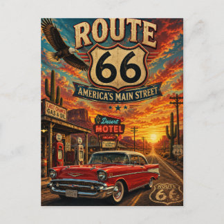 Carte Postale Route 66 vintage La rue principale d'Amérique Aigl