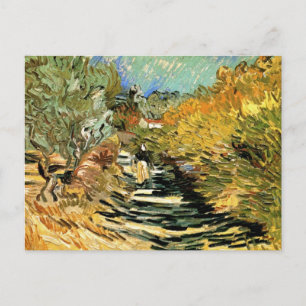 Carte Postale Route à St Remy avec figure par Vincent van Gogh