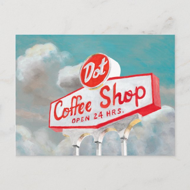 Carte Postale Route américaine | Coffee Shop Sign (Devant)