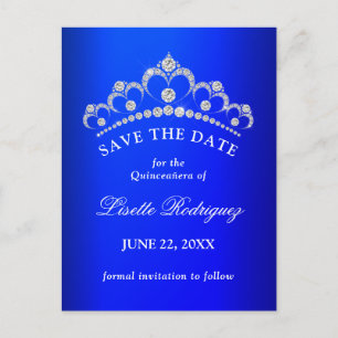 Carte Postale Royal Blue Quinceanera Enregistrer La Date