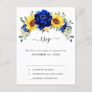 Carte Postale Royal Blue Rustic Tournesol Moderne Floral RSVP