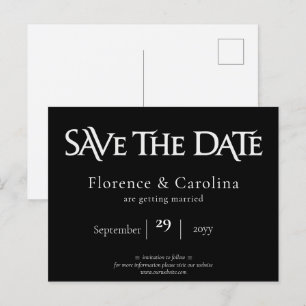 Carte Postale Royal Chic Noir Enregistrer la Date 