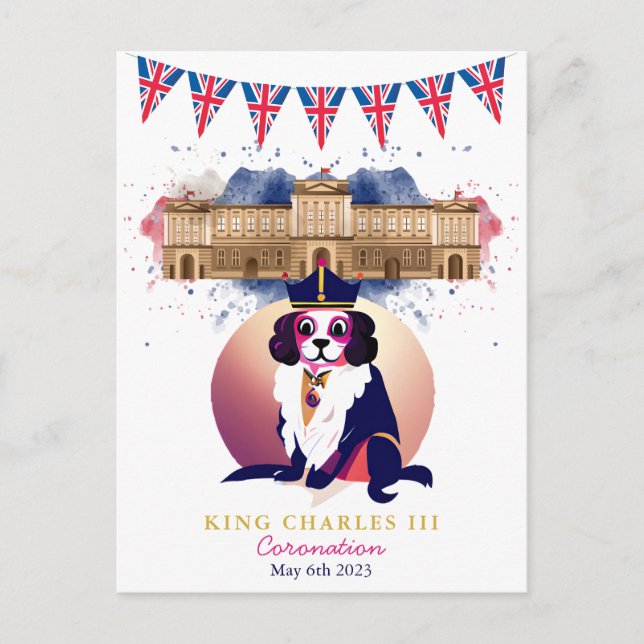 Carte Postale Royal Coronation King Charles Dog Funny (Devant)
