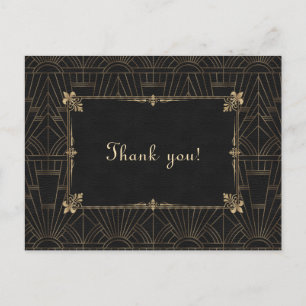 Carte Postale Royal Fleur-de-Lis Art Déco 1920 Merci Mariage