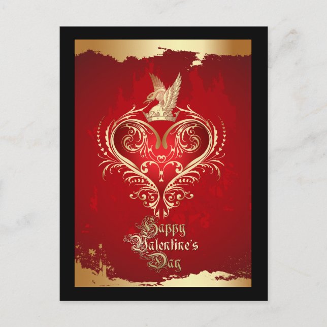 Carte postale Royal Heart Red et Gold Valentine (Devant)