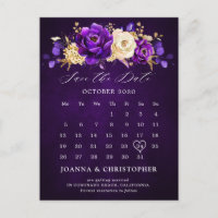 Royal violet violet or Floral Enregistrer la date 