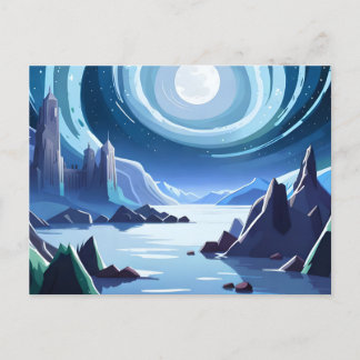 Carte Postale Royaume avec une lune brillante