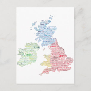 Carte Postale Royaume-Uni / Grande-Bretagne Slang Word Art Map 