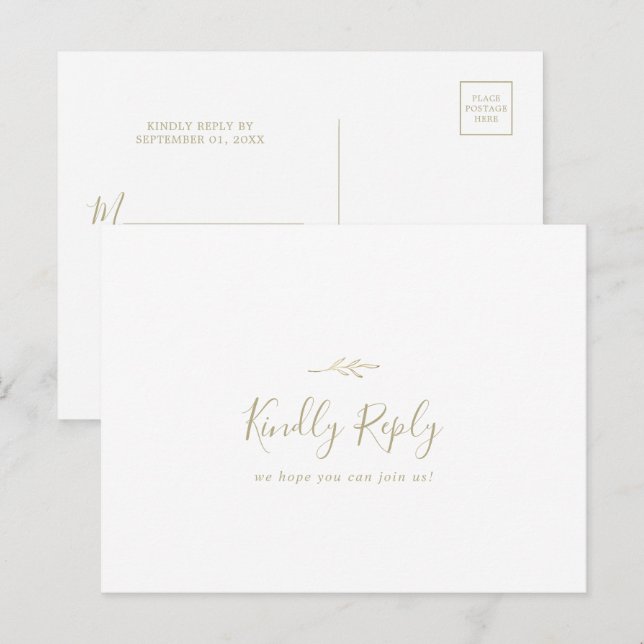 Carte postale RSVP à choix minimal pour le menu Go (Devant / Derrière)