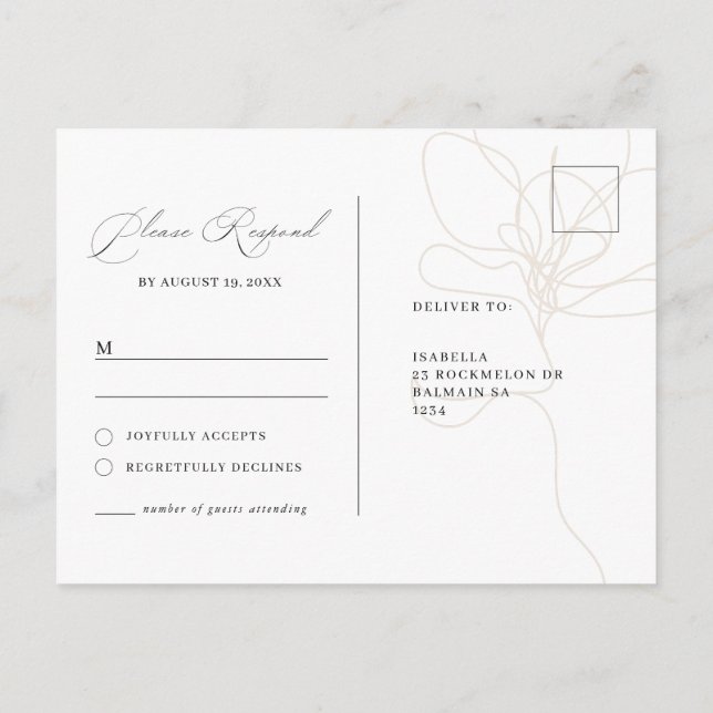 Carte postale rsvp à fleurs dessinées à la main il (Dos)