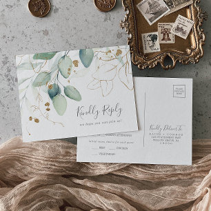 Carte postale RSVP Airy Greenery and Gold Menu Cho