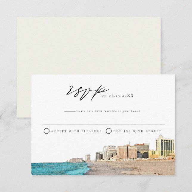 Carte postale RSVP Aquarelle ATLANTIC CITY (Devant / Derrière)