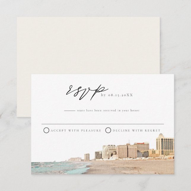 Carte postale RSVP Aquarelle ATLANTIC CITY (Devant / Derrière)
