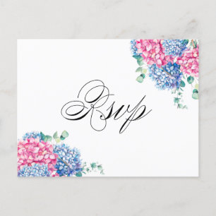 Carte postale RSVP Aquarelle rose et bleu