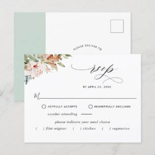 Carte Postale RSVP avec/sans repas, Fleurs de terre, Flore de Sa