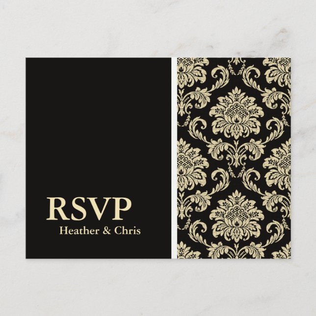 Carte postale RSVP Black Damask (Devant)