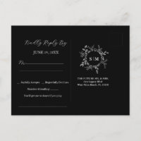 Carte postale RSVP Black Luxury Elegant Wedding