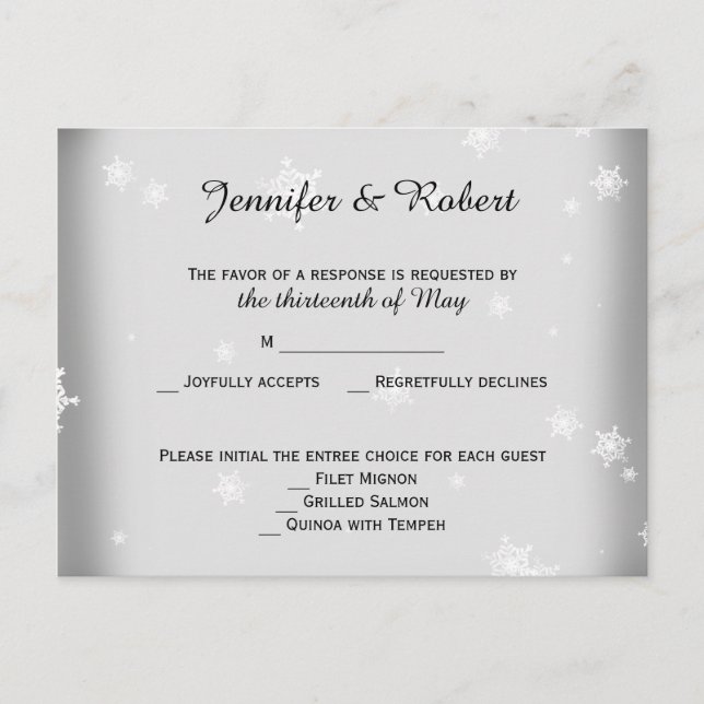Carte postale RSVP blanc et argent (Devant)